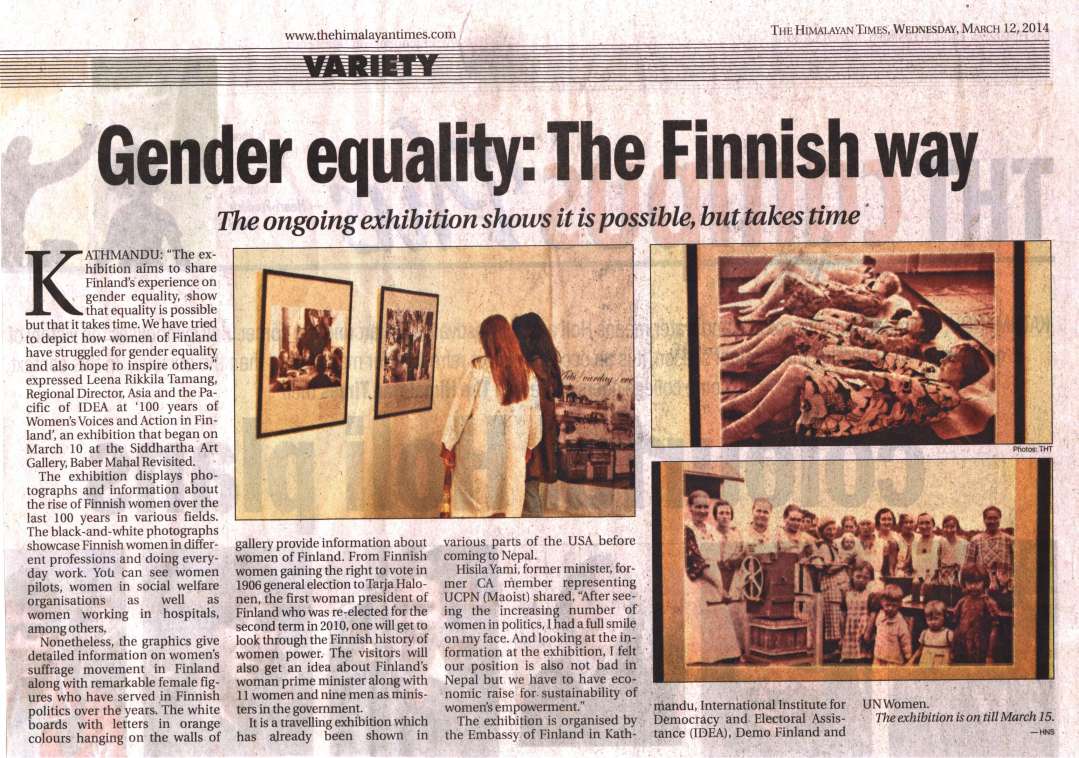 News Clippings from Exhibition “100 Years of Women’s voices and action in Finland”